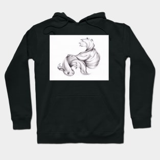 Aquatic Angel - Betta/Siamese Fighting Fish Charcoal Drawing Hoodie